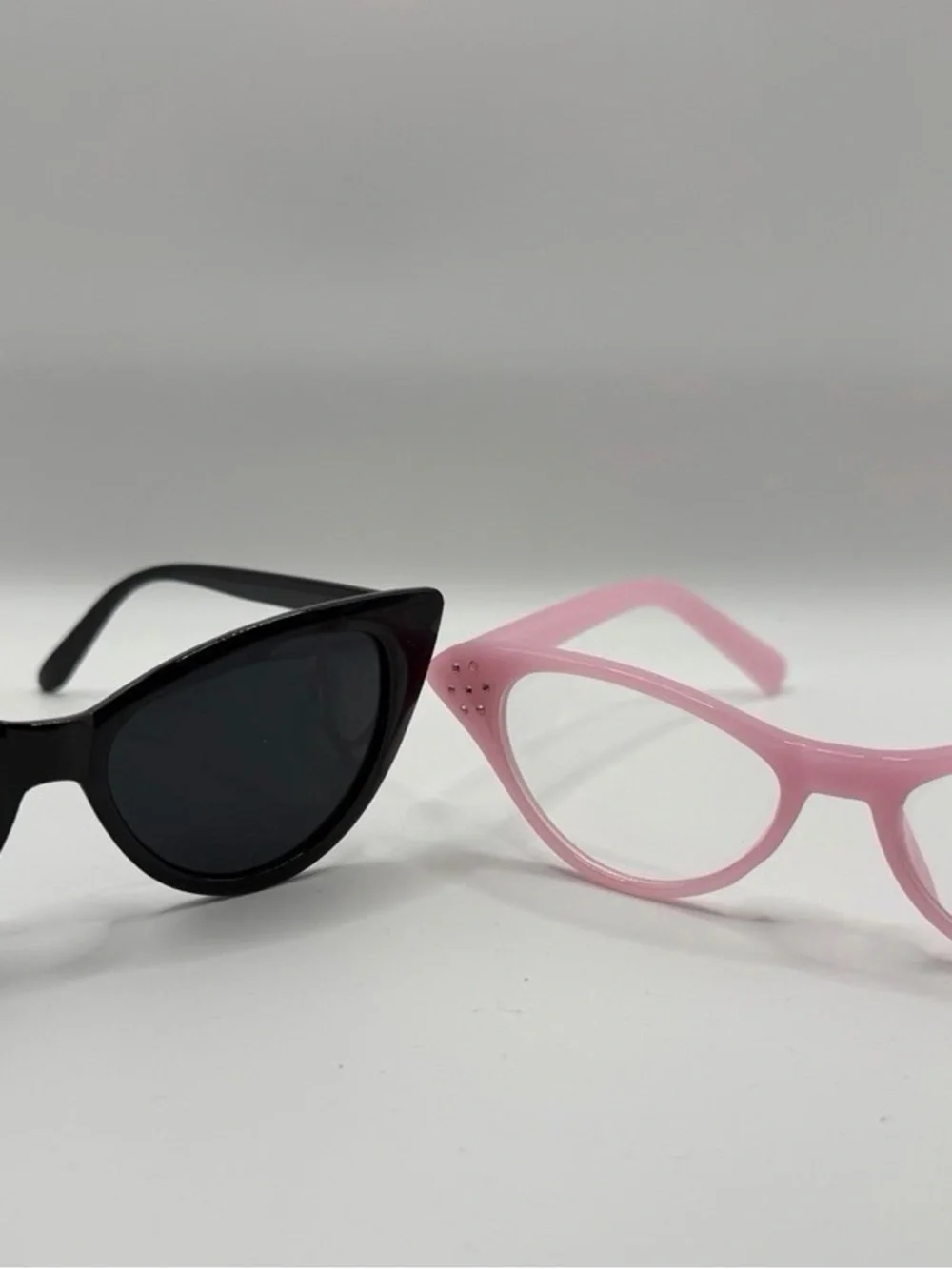 Retro Cat Eye Glasses Bundle Pink Rhinestone Frames & Black Sunglasses